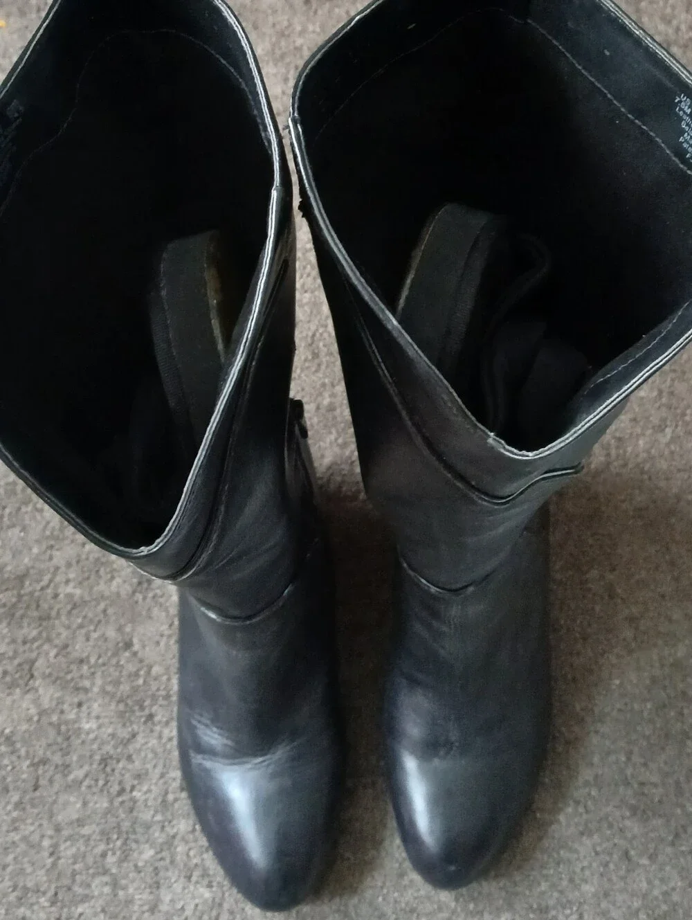 Naya Women’s Black Leather Tall Riding Boots – Size 7.5M